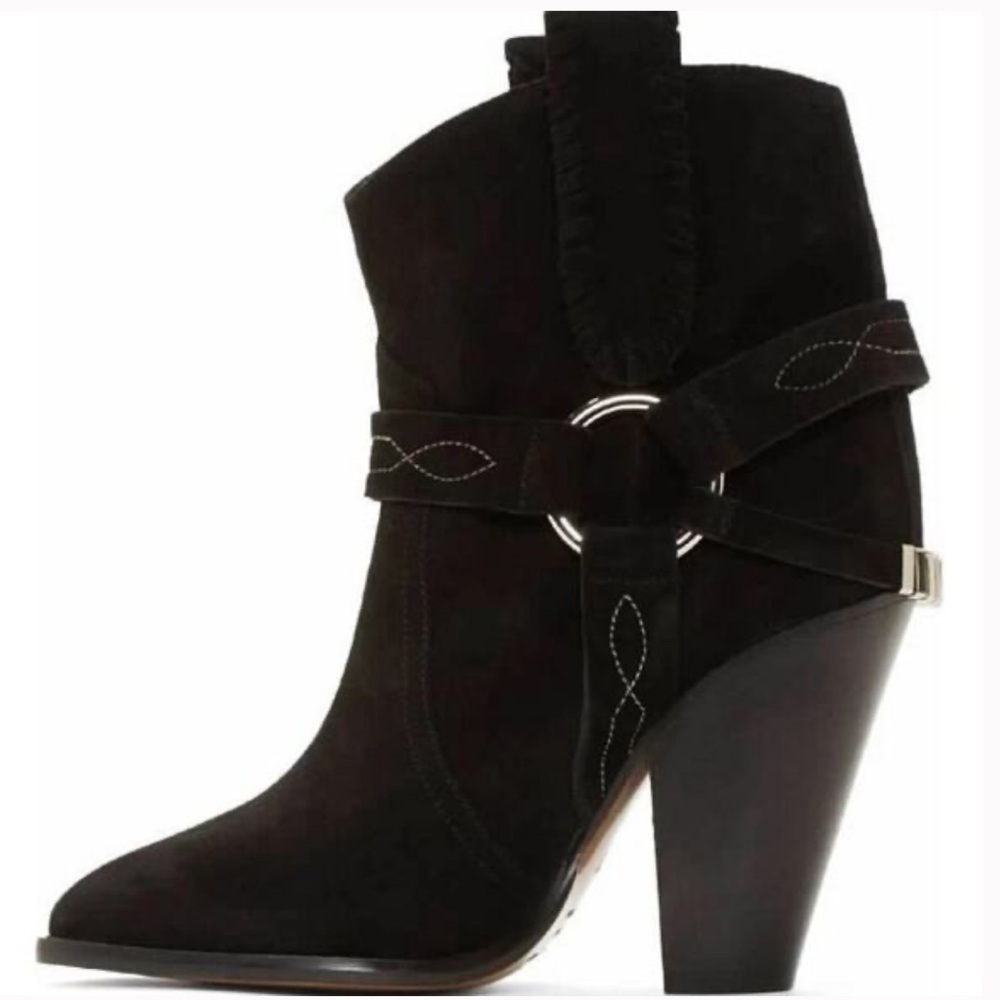 Isabel Marant Etoile Black Suede Western Rawson Ankle Boots